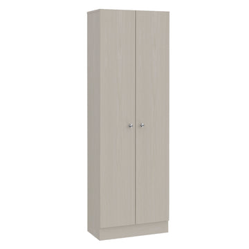 Virginia Double Door Storage Cabinet, Five Shelves 5 Or More Shelves Beige Primary Living Space Shelves Included Modern Mdf Engineered Wood