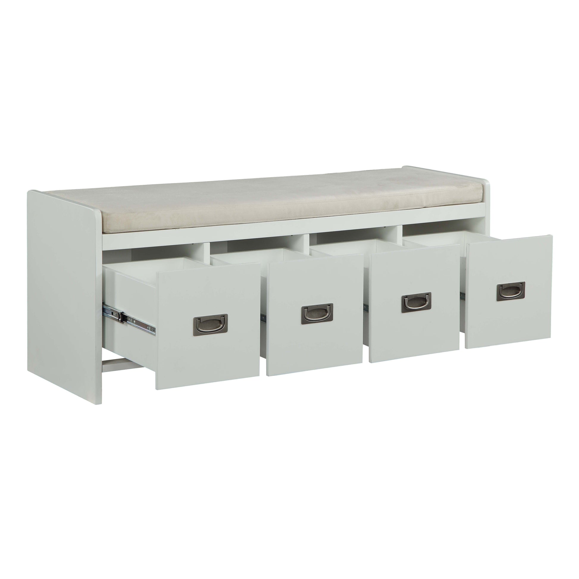 Beige And White Bench With Storage Beige Primary Living Space Solid Beige Drawer Wood Fabric