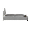 Twin Size Velvet Platform Bed With Bear Shaped Headboard, With Bed End Storage Pocket, Gray Twin Gray Plywood