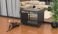 Heavy Duty Dog Crate Furniture Wooden Table Pet Dog Cage Kennel House Indoor Side End Table Decor With Removable Trays And Lockable Wheels For Small Dogs 33