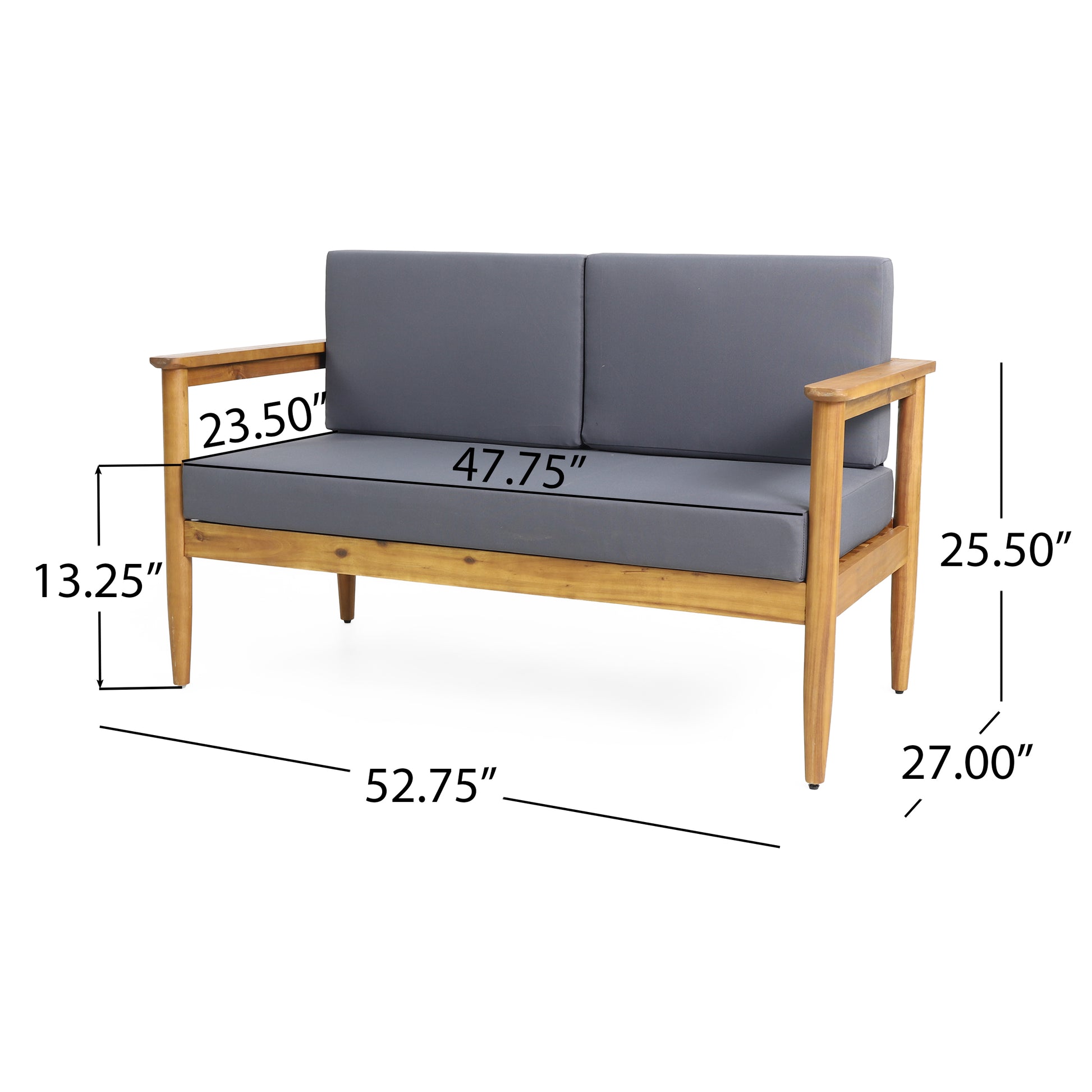 Gavin Seat Teak Wood Waterproof Fabric