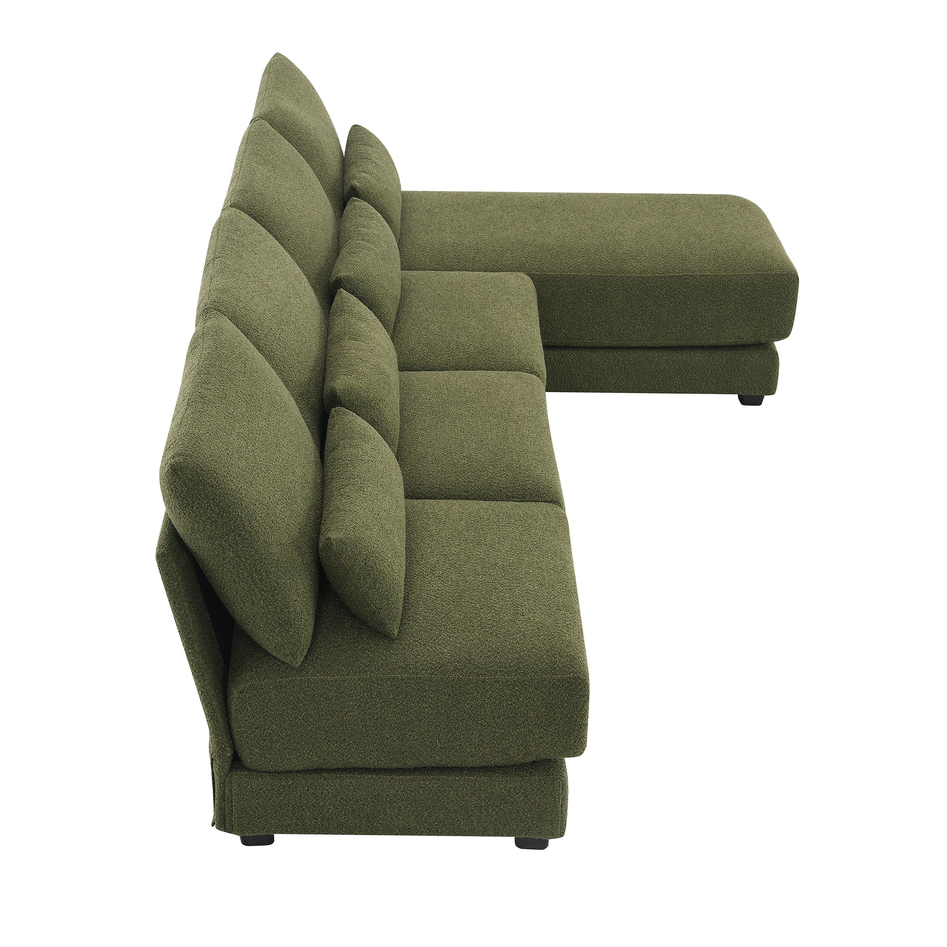 120*61" Oversized Deep Seat Sectional Sofa With Reversible Chaise,Loop Yarn Fabric 5 Seat Armless Indoor Furniture,Convertible L Shaped Couch For Living Room,Apartment,3 Colors Green Fabric 5 Seat