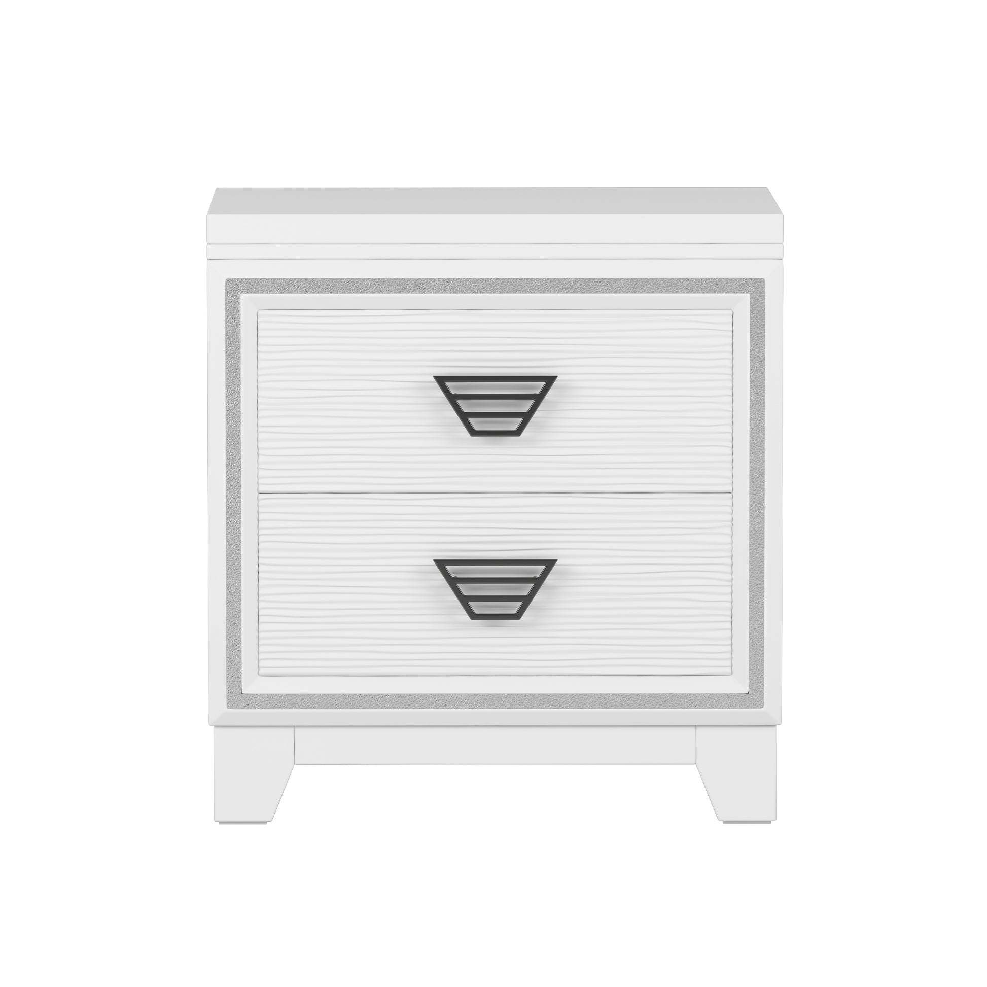 3 Pieces Bedroom Sets Queen Size Upholstered Bed With Led Lights, Nightstands And Dresser With Metal Handles And Sparkling Shiny Decoration, White Expected Arrival Time:8.5 Queen White 3 Piece Set Mdf Metal