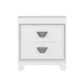 Elegant Nightstand With Metal Handle And Sparkling Shiny Decoration, Bedside Table With 2 Drawers For Bedroom, Living Room, White White 2 Drawers Mdf