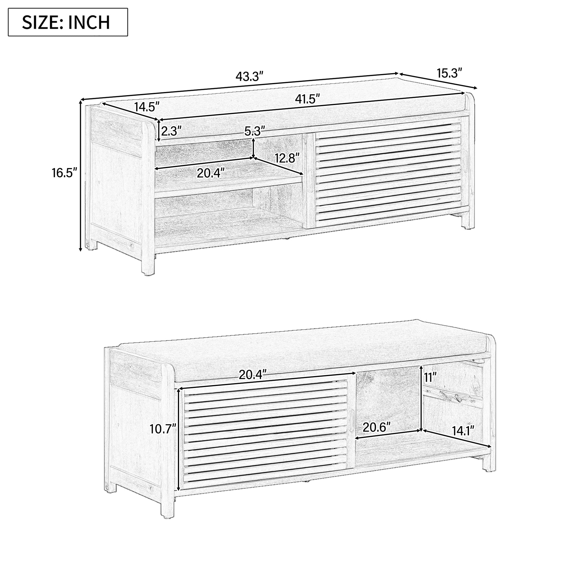 Distressed Shutter Storage Bench With Acacia Veneer For Retro Charm For Living Room, Entryway Espresso Espresso Mdf