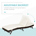 Outsunny Patio Chaise Lounge, Pool Chair With 5 Position Adjustable Backrest & Cushion, Outdoor Pe Rattan Wicker Sun Tanning Seat, 78.75