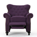 Accented Push Back Recliner Chair With Rolled Arms In Plum, Enjoy Cocooning Comfort Plum Fabric