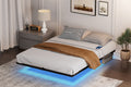 Floating Bed Frame Queen Size With Led Lights Charging Station, Metal Platform Queen Bed, 79.9'' L X 60.2'' W X 7.9'' H. Queen Black Iron