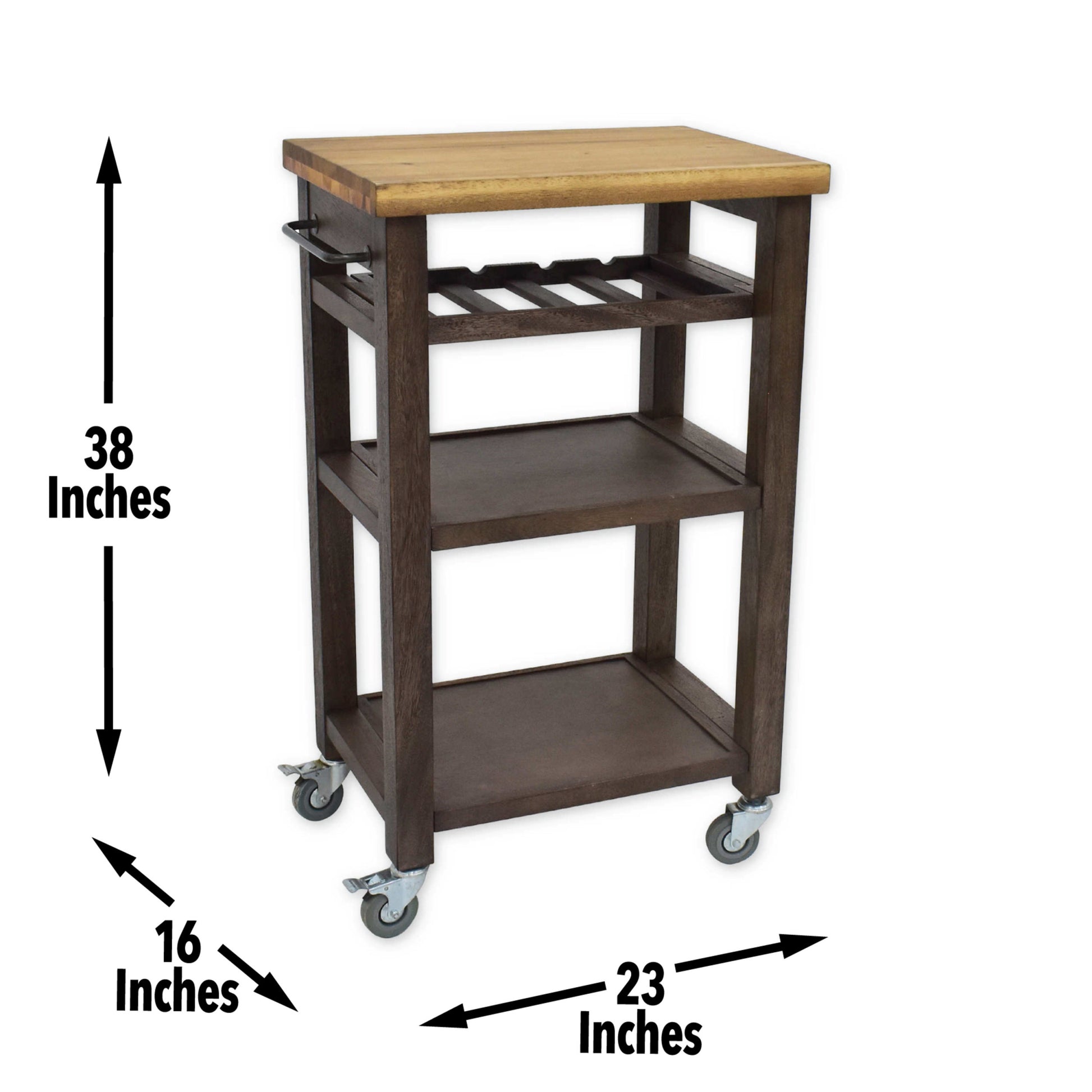 Belden Kitchen Cart Gray Dark Brown Wood