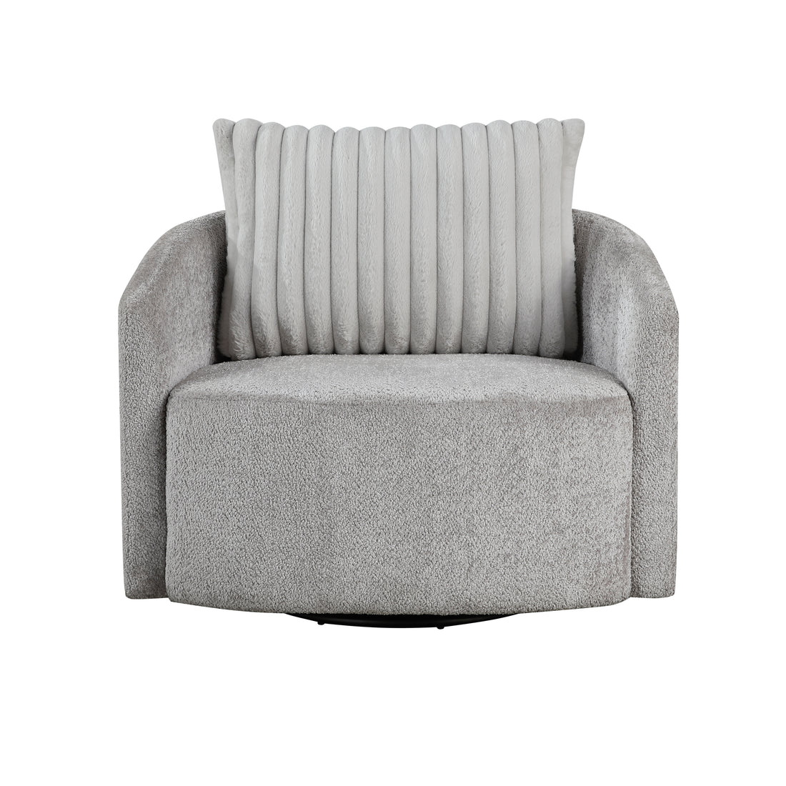 Modern Sleek Design Swivel Chair Cushion Seat Soft Gray Chenille Upholstered Plush Back Pillow Living Room Furniture 1Pc Gray Primary Living Space Modern Plywood,Solid Wood