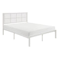 1Pc Queen Platform Bed, Metal Frame White Finish Faux Cane Panel Headboard Casual Coastal Bedroom Furniture, Bed In A Box Box Spring Not Required Queen White Metal Bedroom Casual,Coastal Metal