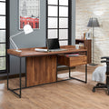 Walnut And Sandy Black 1 Drawer Writing Desk Walnut Black Writting Desk Office Modern Freestanding Rectangular Drawers Wood Metal Sled