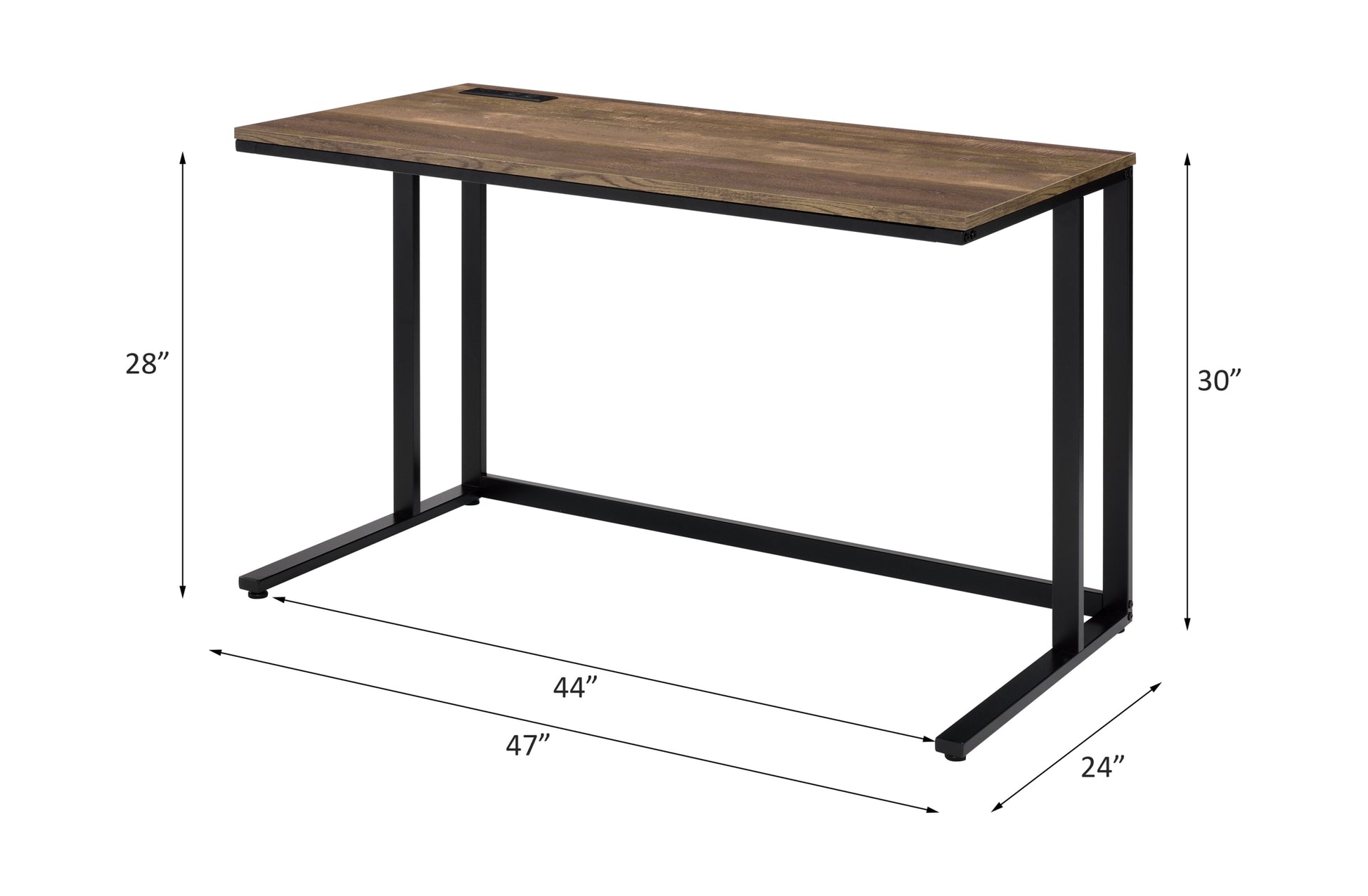 Walnut And Black Writing Desk With Usb Port Walnut Black Computer Desk Office Rectangular Wood Metal Sled