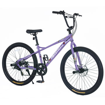 Freestyle Kids Bike Double Disc Brakes 26 Inch Children'S Bicycle For Boys Girls Age 12 Years Cycling Purple Garden & Outdoor Carbon Steel