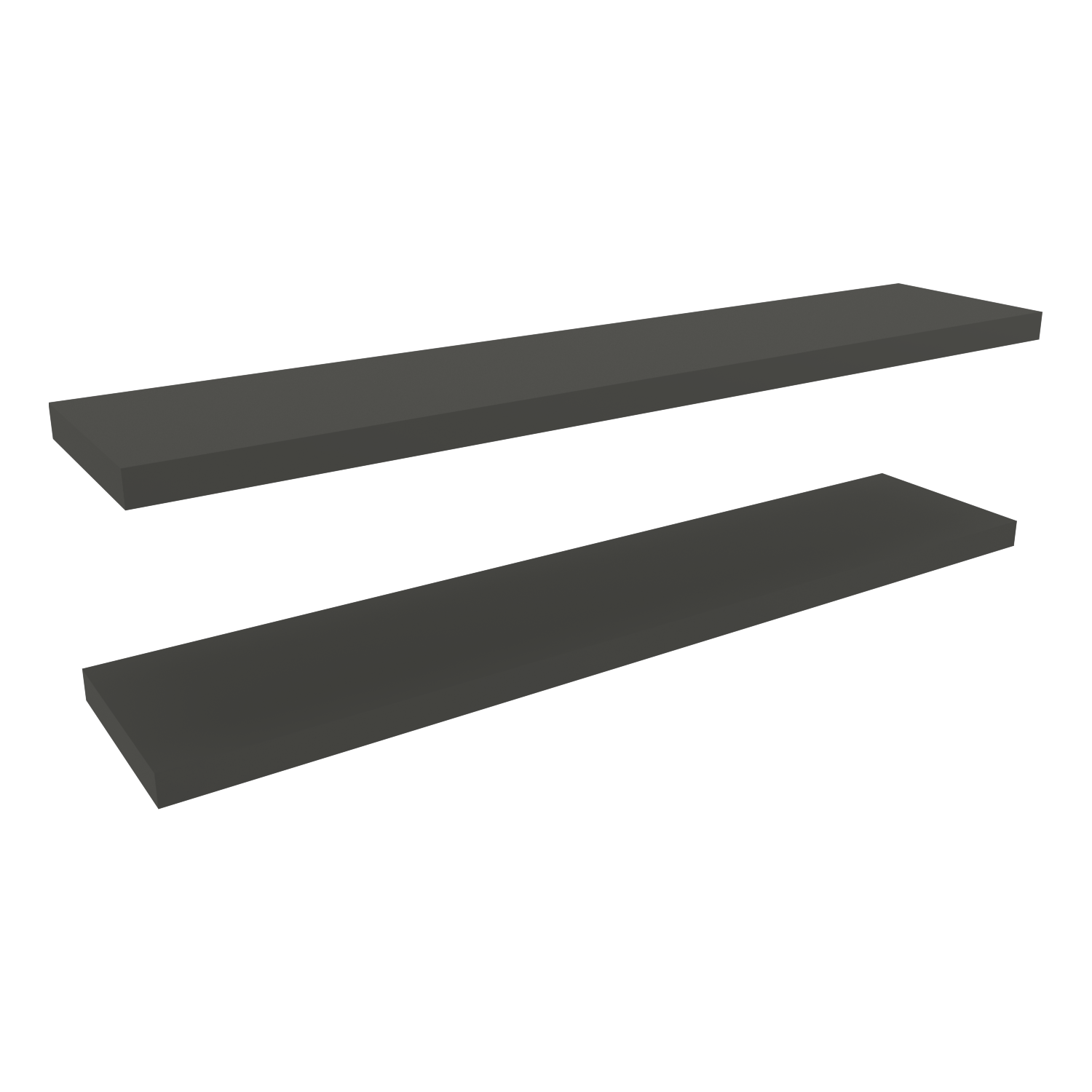 Floating Shelves 1.50" H, With 2 Shelf, Matt Gray Grey Solid Wood Mdf Engineered Wood