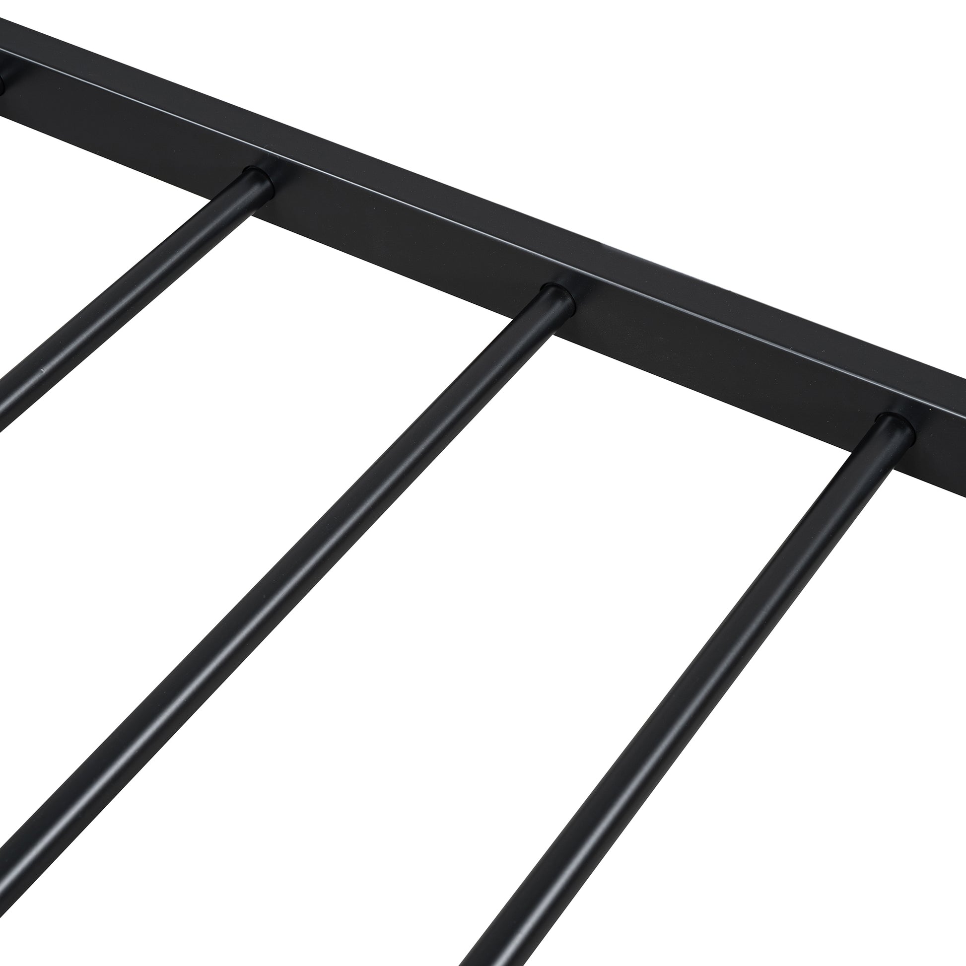 Full Size Metal Platform Bed With Twin Size Trundle,House Shaped Headboard Design, Black Full Black Metal