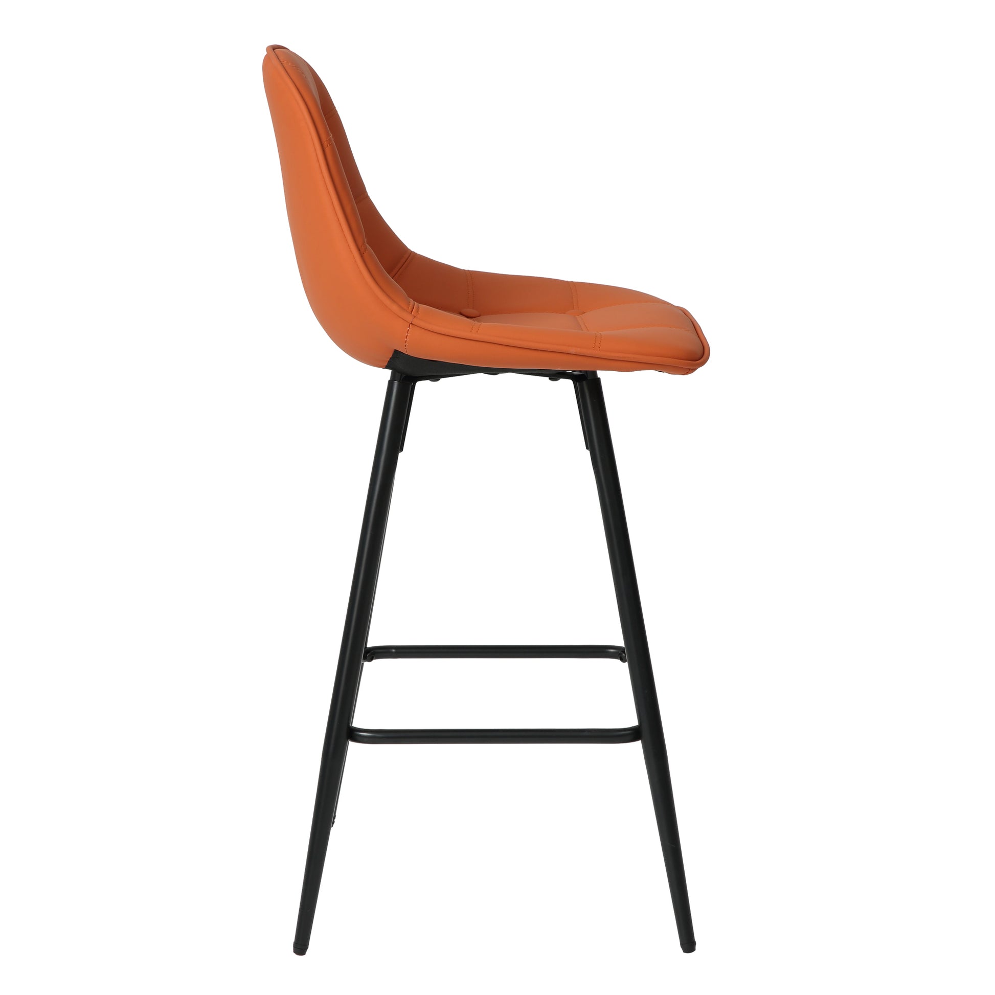 Counter Stools,Set Of 2 Bar Stools With Back And Footrest, Modern Metal Counter Height Barstools For Kitchen Home Bar,25.5" Armless Barstool Chairs Brown Leather