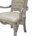 Ivory And Bone White Tufted Arm Chair Set Of 2 Solid Ivory White Dining Room Arm Chair Tufted Back Set Of 2 Faux Leather