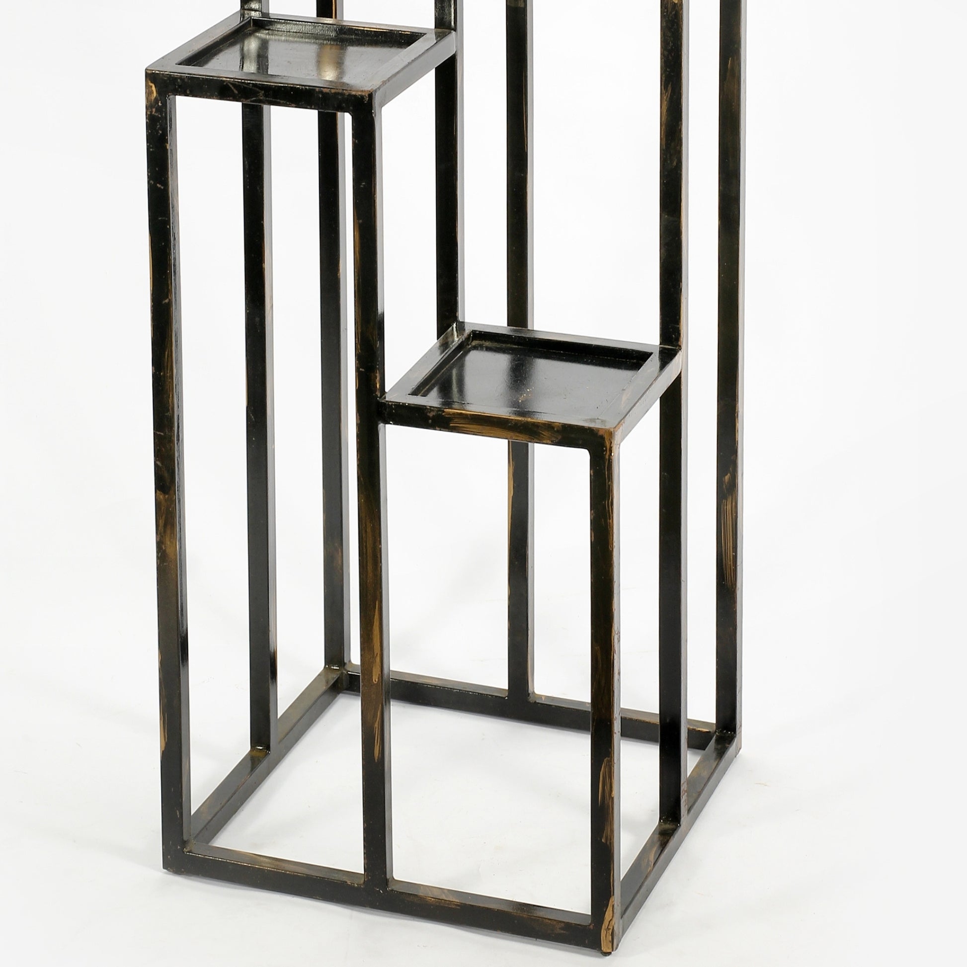 47.25" 4 Tier Black Gold Cast Metal Plant Stand Multicolor Metal