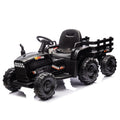 Ride On Tractor With Trailer,24V Battery Powered Electric Tractor Toy, 200W*2Motor 1.86 4.97Mph Remote Control,Electric Car For Kids,Three Speed Adjustable,Usb,Mp3 ,Bluetooth,Led Light, Safety Belt. Black 50 99 Lbs Polypropylene