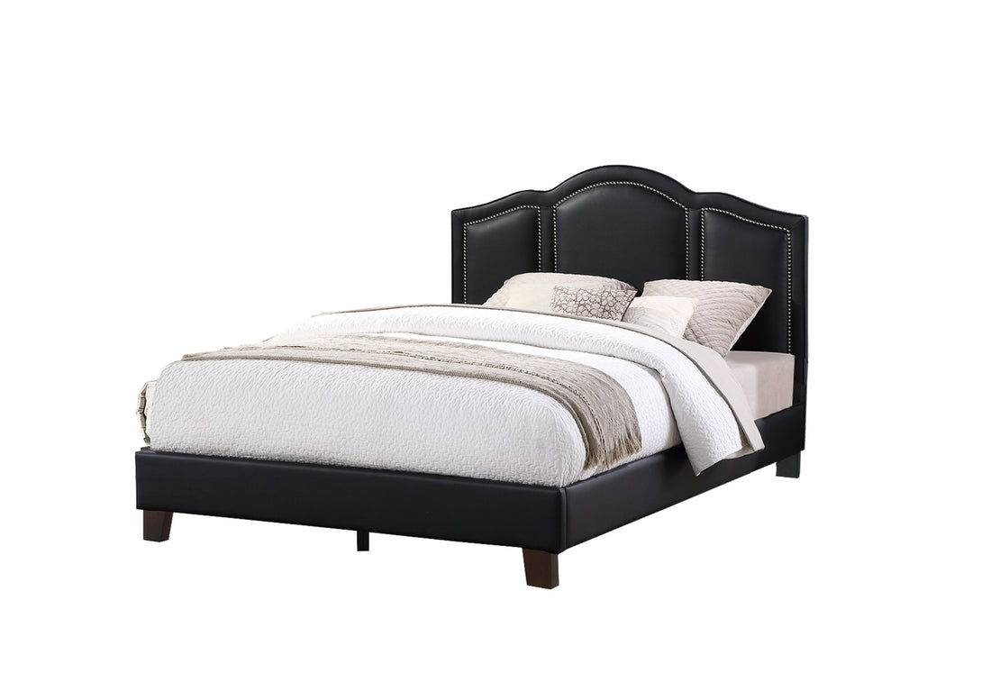 Full Bed In Black Full Black Light Brown Panel Faux Leather Faux Leather