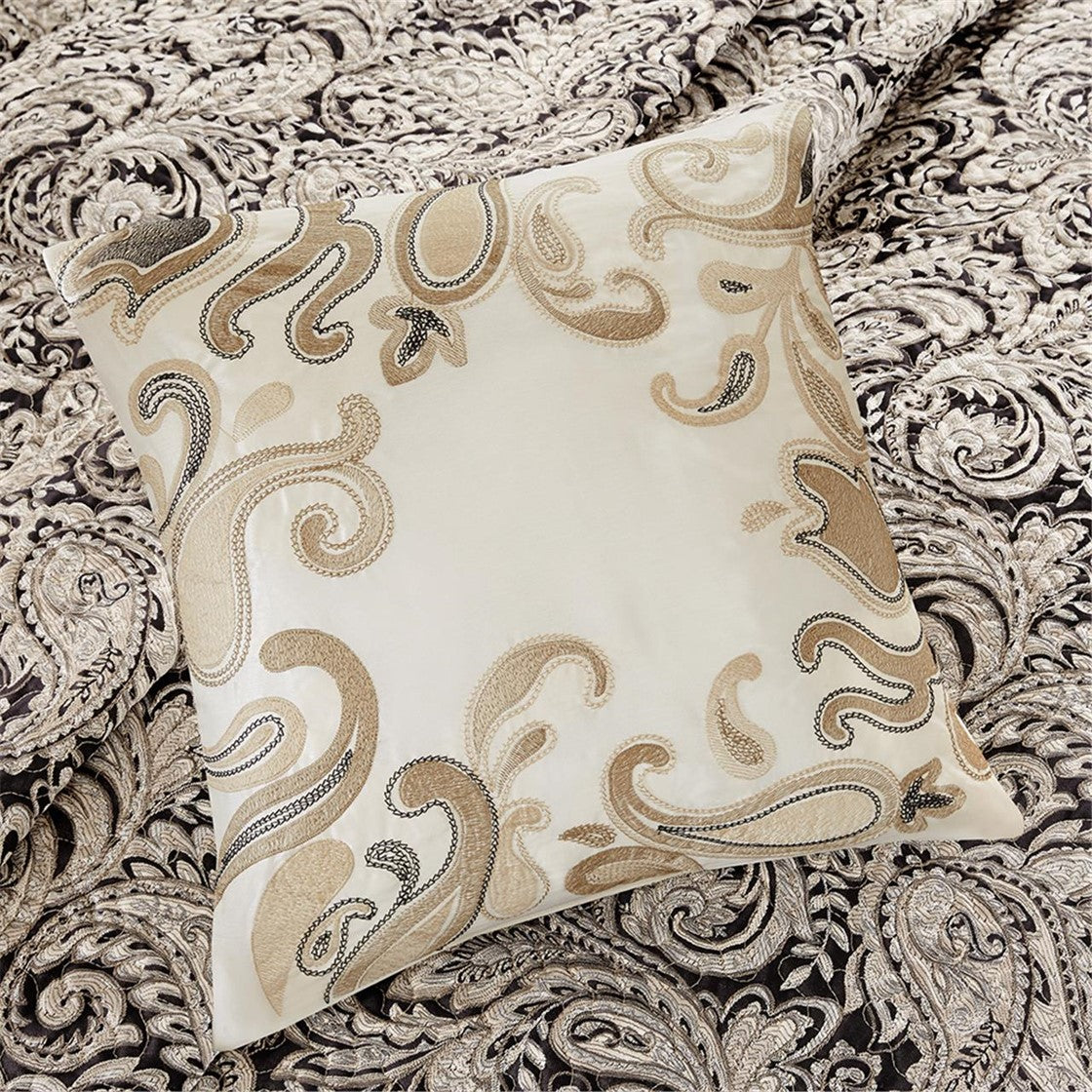 6 Piece Jacquard Quilt Set With Throw Pillows Black Full Queen Full Black Cotton