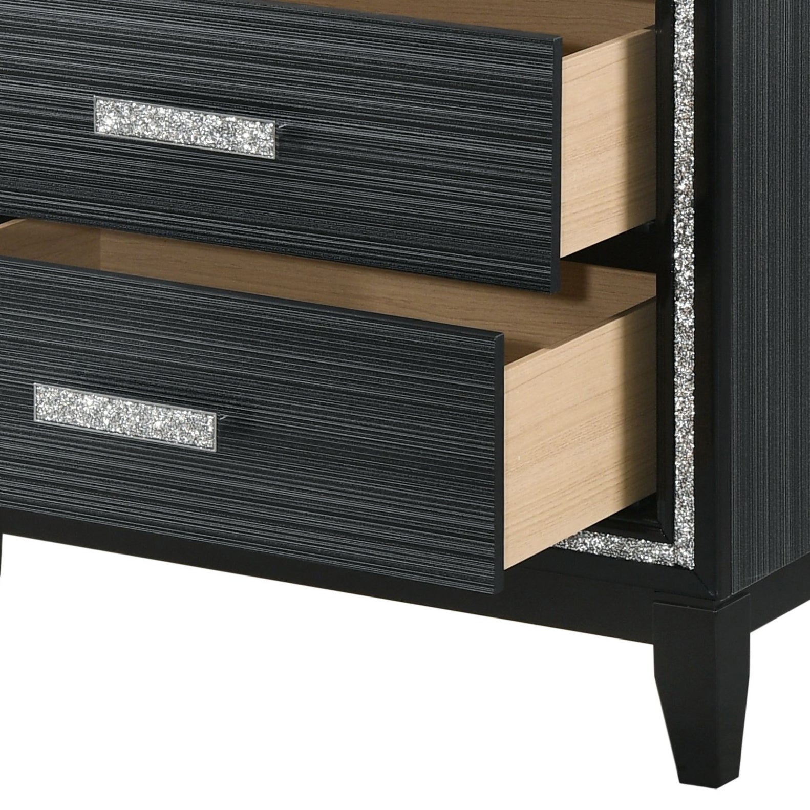 Haiden Weathered Black Finish Nightstand Black Synthetic Wood