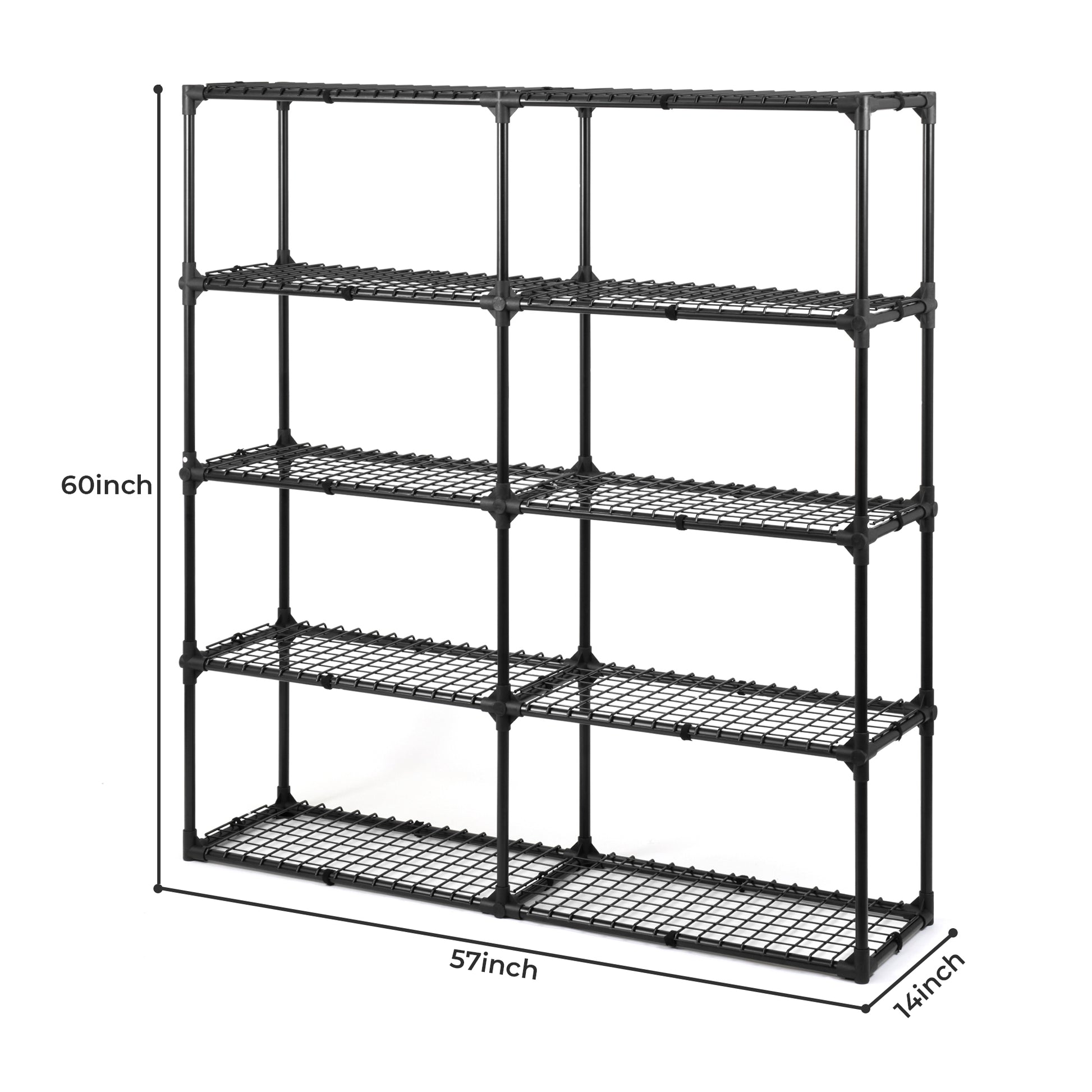 5 Shelf Wire Rack With Cover 2Pack Black Steel