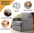 Swivel Accent Chair, Comfy Single Sofa Chair With Storage, Modern Arm Chair For Living Room, Fabric Swivel Armchair With Metal Base Gary Gray Silver Linen