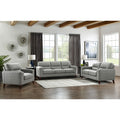 Elm Leather Sofa Silver Grey Down Filling Genuine Leather 3 Seat