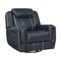 Modern Living Room Furniture 3Pc Reclining Sofa Set Bluefaux Leather Upholstery Sofa Loveseat Swivel Reclining Chair, Cup Holders, Power Outlets, Usb Ports Blue Faux Leather Wood Primary Living Space Modern Plywood,Solid Wood 6 Seat