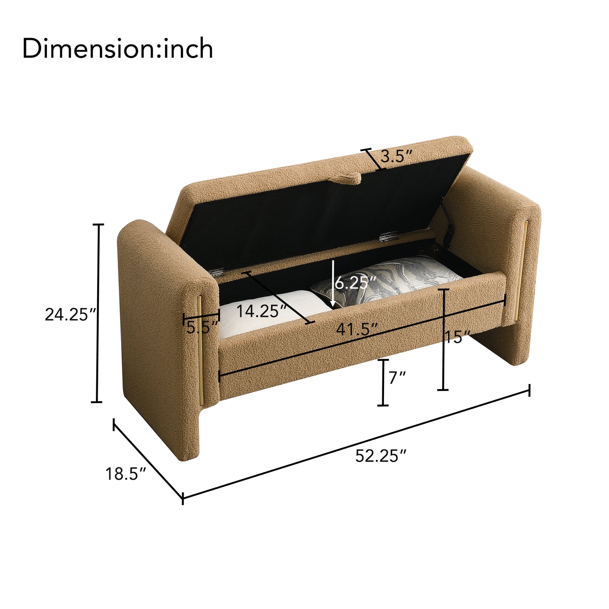 Modern Teddy Bed End Bench With Arms And Storage,Upholstered Large Foot Rest Stool, Comfy Window Vanity Bench For Living Room,Bedroom,Dorm,Coffee Table,Teddy Coffee Coffee Modern Storage Wood