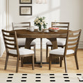 5 Piece Retro Rustic Functional Dining Set Unique Geometric Design, 1 Extendable Table With A 16 Inch Leaf And 4 Upholstered Chairs Ideal For Dining Room And Kitchen Walnut Walnut Solid Wood Mdf