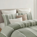 3 Piece Striped Cotton Duvet Cover Set King Multicolor Cotton