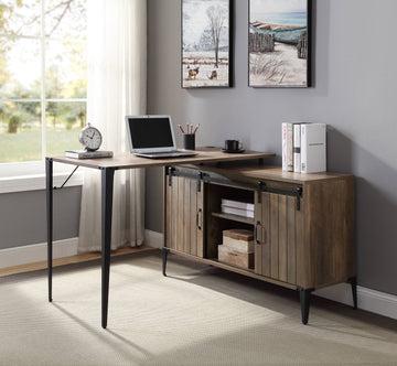 Zakwani 48" Gray Oak & Black Finish Writing Desk Oak Synthetic Wood