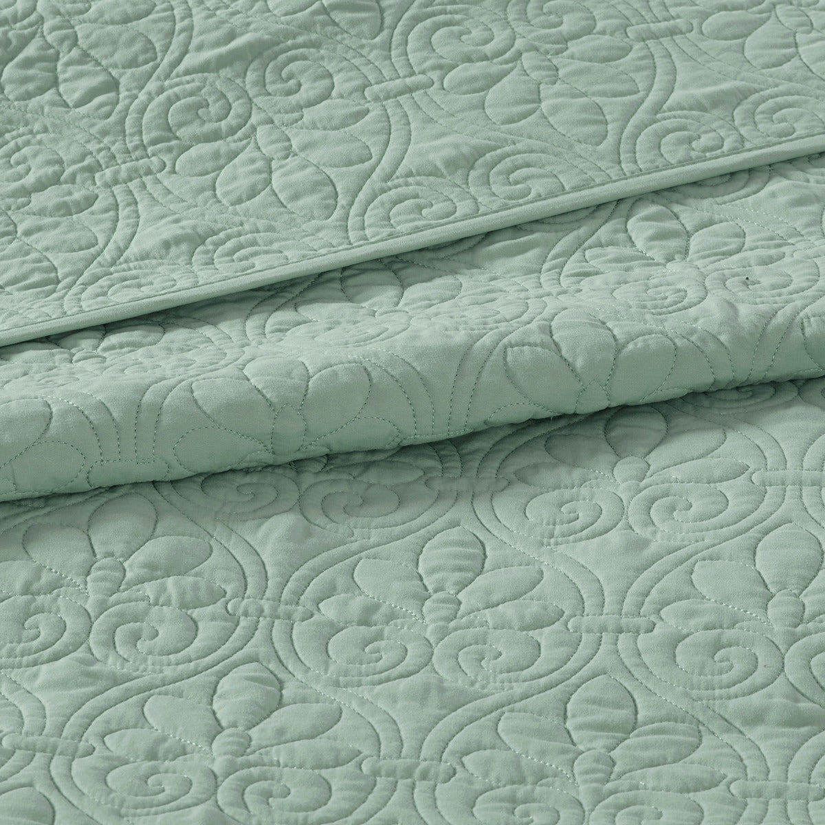 Reversible Bedspread Set Seafoam Queen Seafoam Cotton