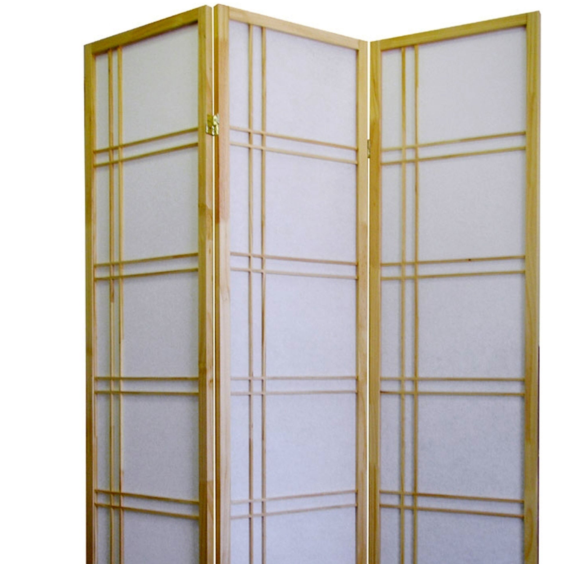 70" Tall 3 Panel Screen Room Divider "Girard" With Natural Wood Finish Multicolor Wood