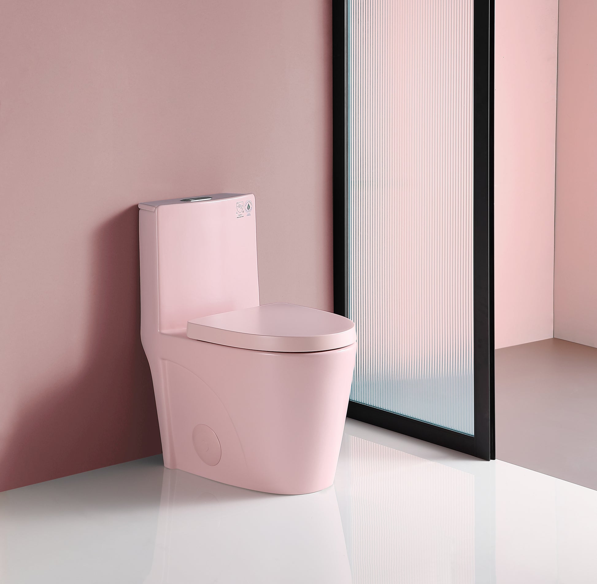 1.1 1.60 Gpf Dual Flush One Piece Toilet, Water Saving Elongated Comfort Height Floor Mounted, Soft Close 1000 Gram Map Flushing Score Toilet, Rose 23T01 Rs Rose Pink Ceramic