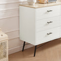 6 Drawer Dresser For Bedroom With Deep Drawers, Wood Dressers & Chest Of Drawers, Modern White Long Dressers For Closet Living Room, 47.2