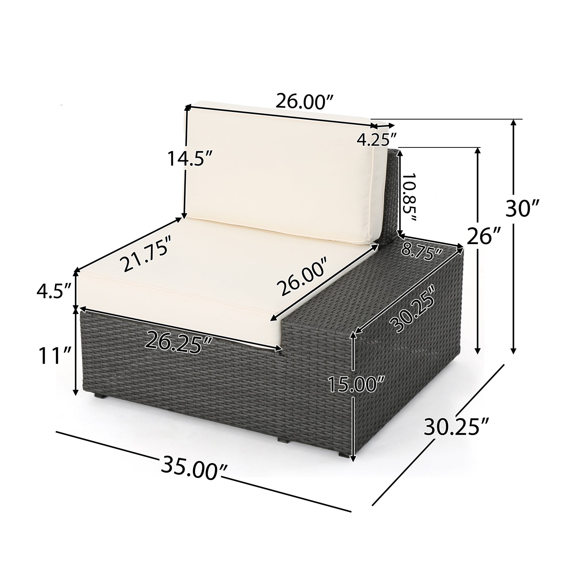 Santa Cruz Arm Chairs L & R Grey Pe Rattan Iron