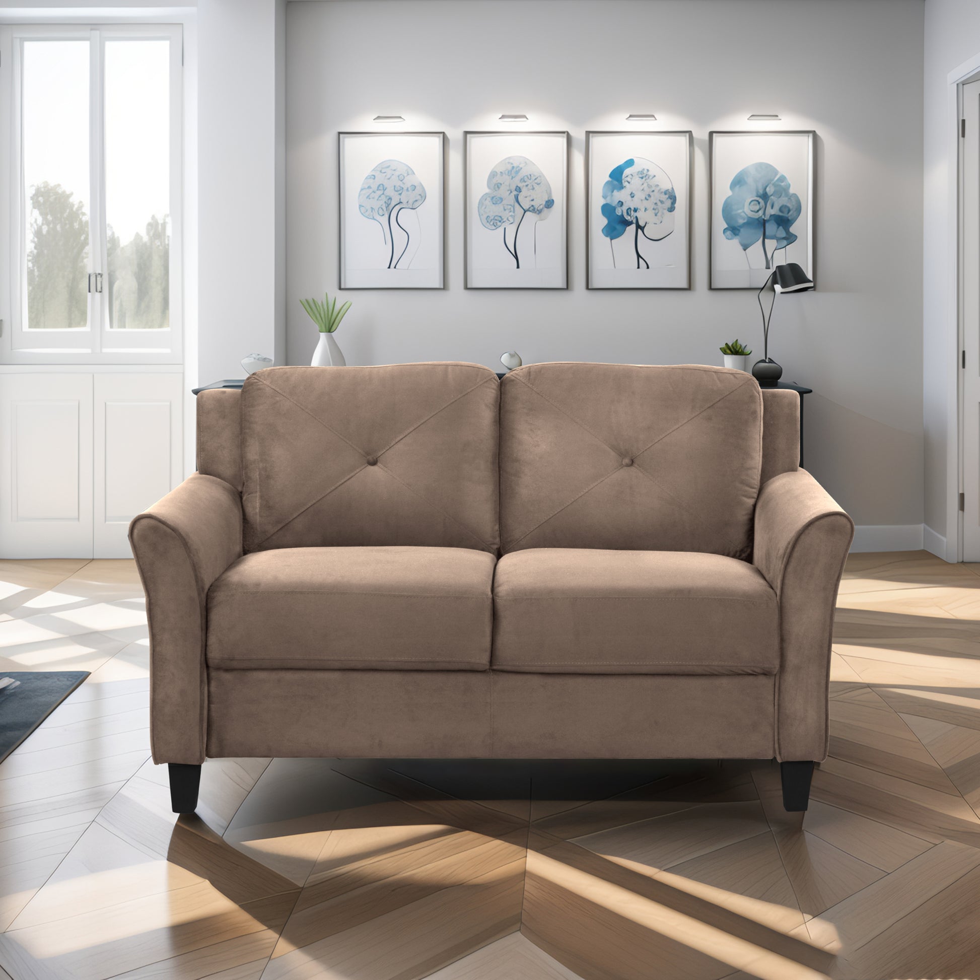 Stylish Velvet Living Room 1 3 Seater Sofa Set, Brown Velvet Antique Brown Velvet Wood Primary Living Space Soft Cushion Back Extra Heavy Duty American Traditional Square Arms Down Filling Velvet 6 Seat
