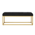 Modern Tufted Channel Entryway Bench Emerald Velvet Upholstered End Of Bed Bench With Metal Frame,Footboard Bench For Living Room, Bedroom Black Foam Velvet