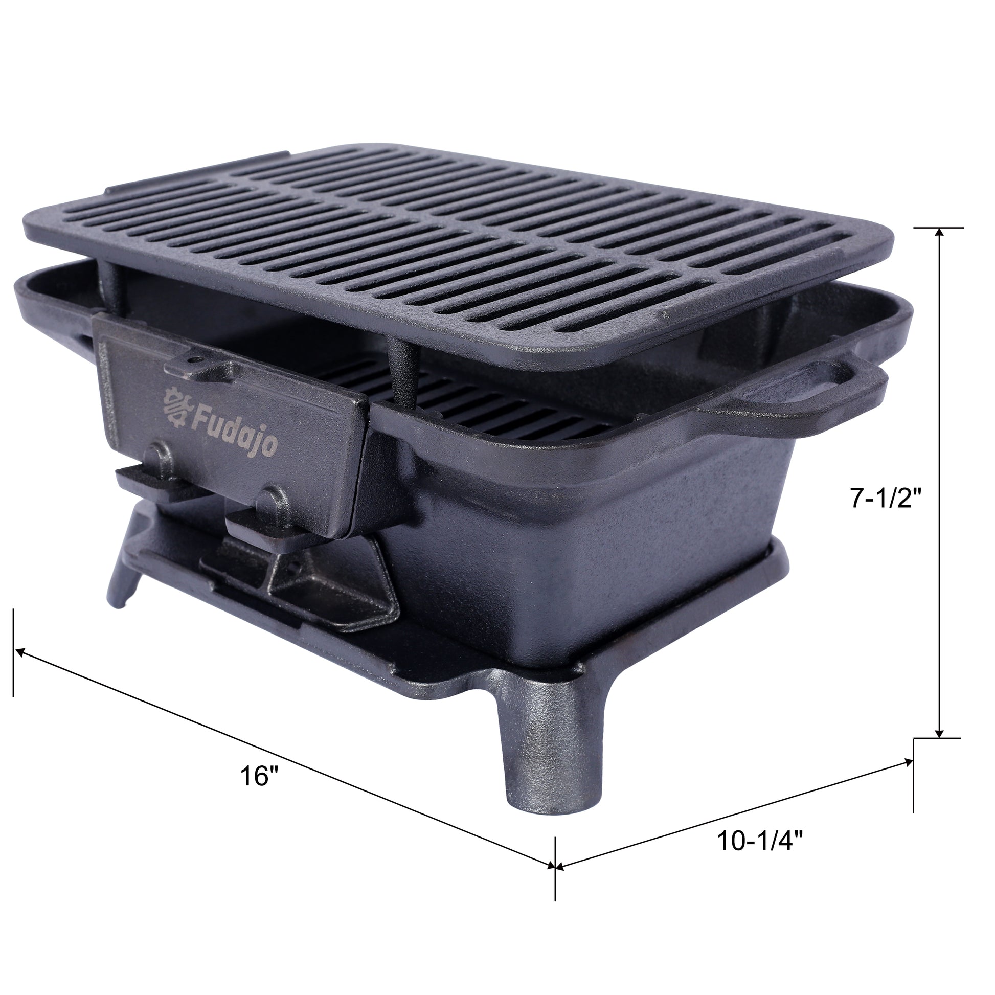 Oval Cast Iron Grill Outdoor, Portable Charcoal Grill And Tabletop Cast Iron Set 100% Cast Iron, Enameled, Durable, Small Charcoal Grill, Camping Stove, Hibachi Grill Black Iron
