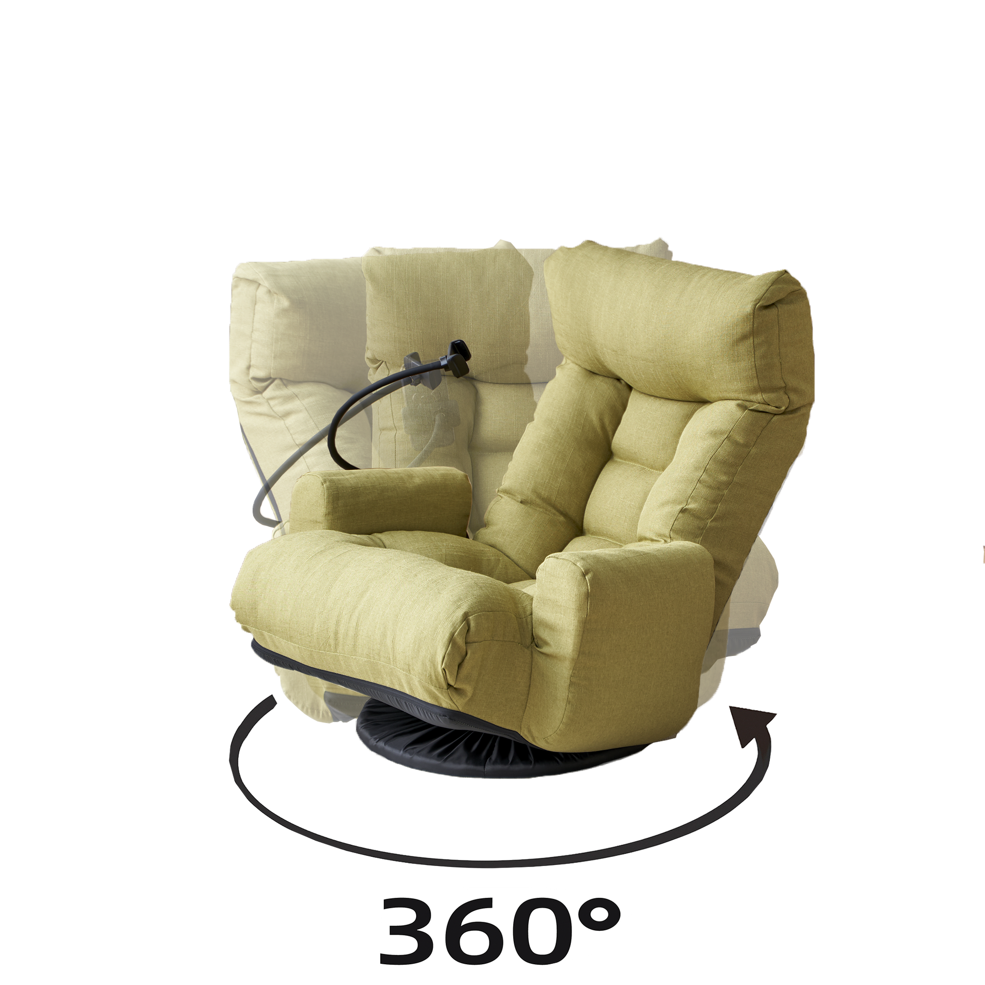 Adjustable Head And Waist, Game Chair, Lounge Chair In The Living Room, 360 Degree Rotatable Sofa Chair,Rotatable Seat Leisure Chair Deck Chair Green Metal Soft Cotton Metal