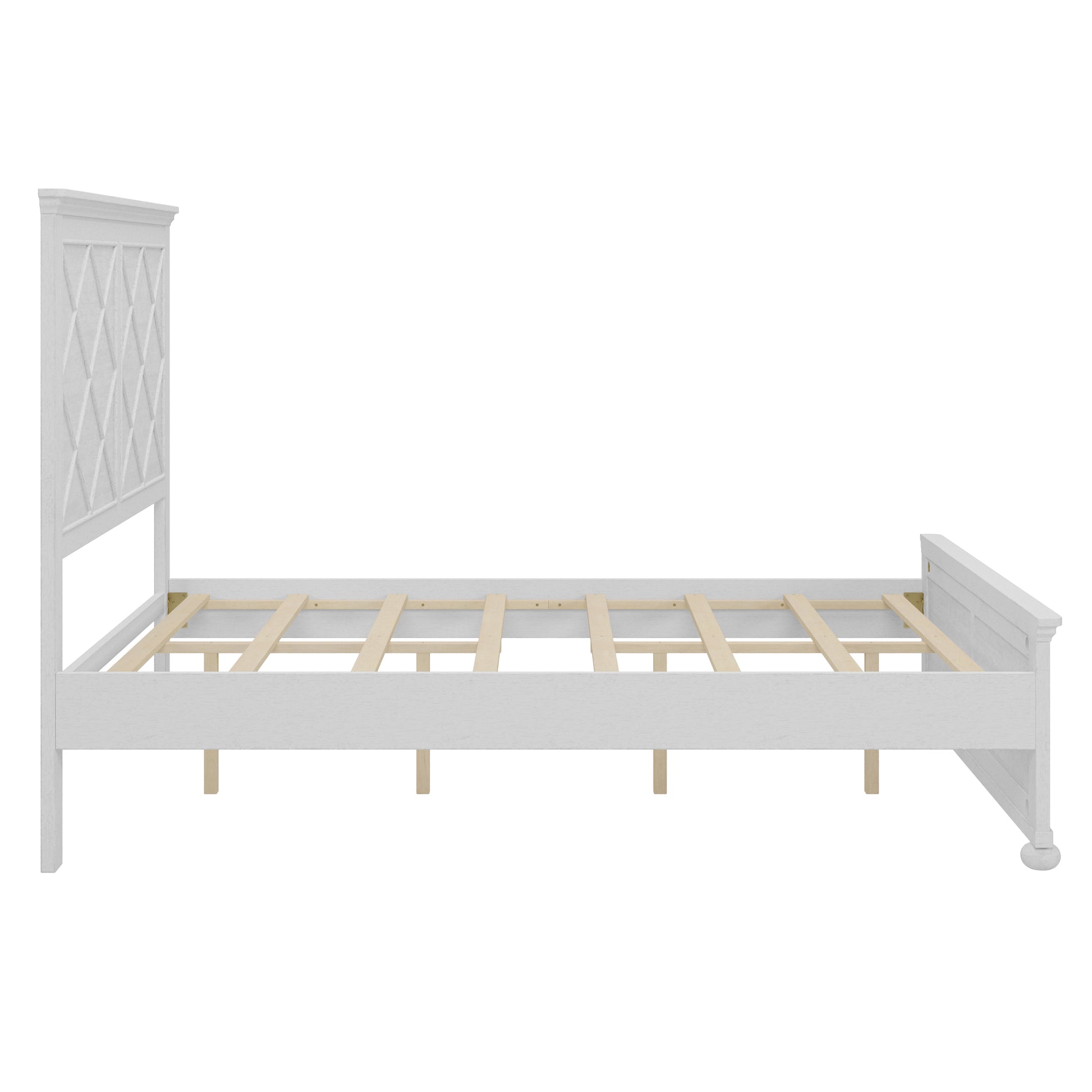 Coastal Farmhouse Solid Wood Full Size Bed Frame,Antique White Box Spring Not Required Full Antique White Wood Bedroom Farmhouse,Traditional,Vintage Bed Frame Wood