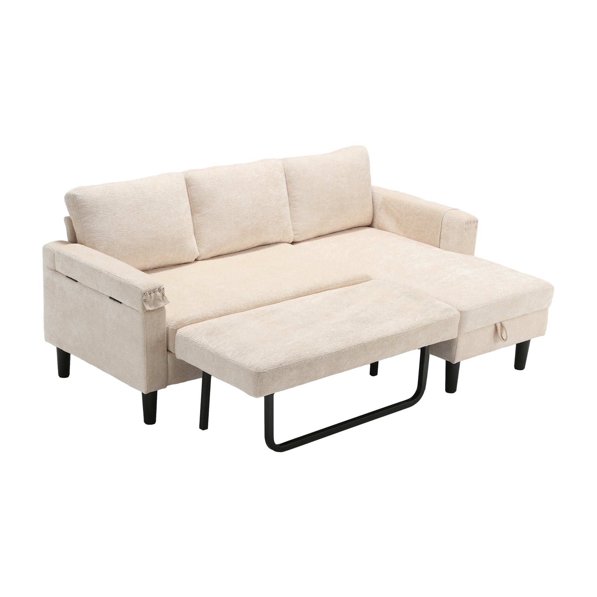 United Sectional Sofa Reversible Sectional Sleeper Sectional Sofa With Storage Chaise Beige Chenille