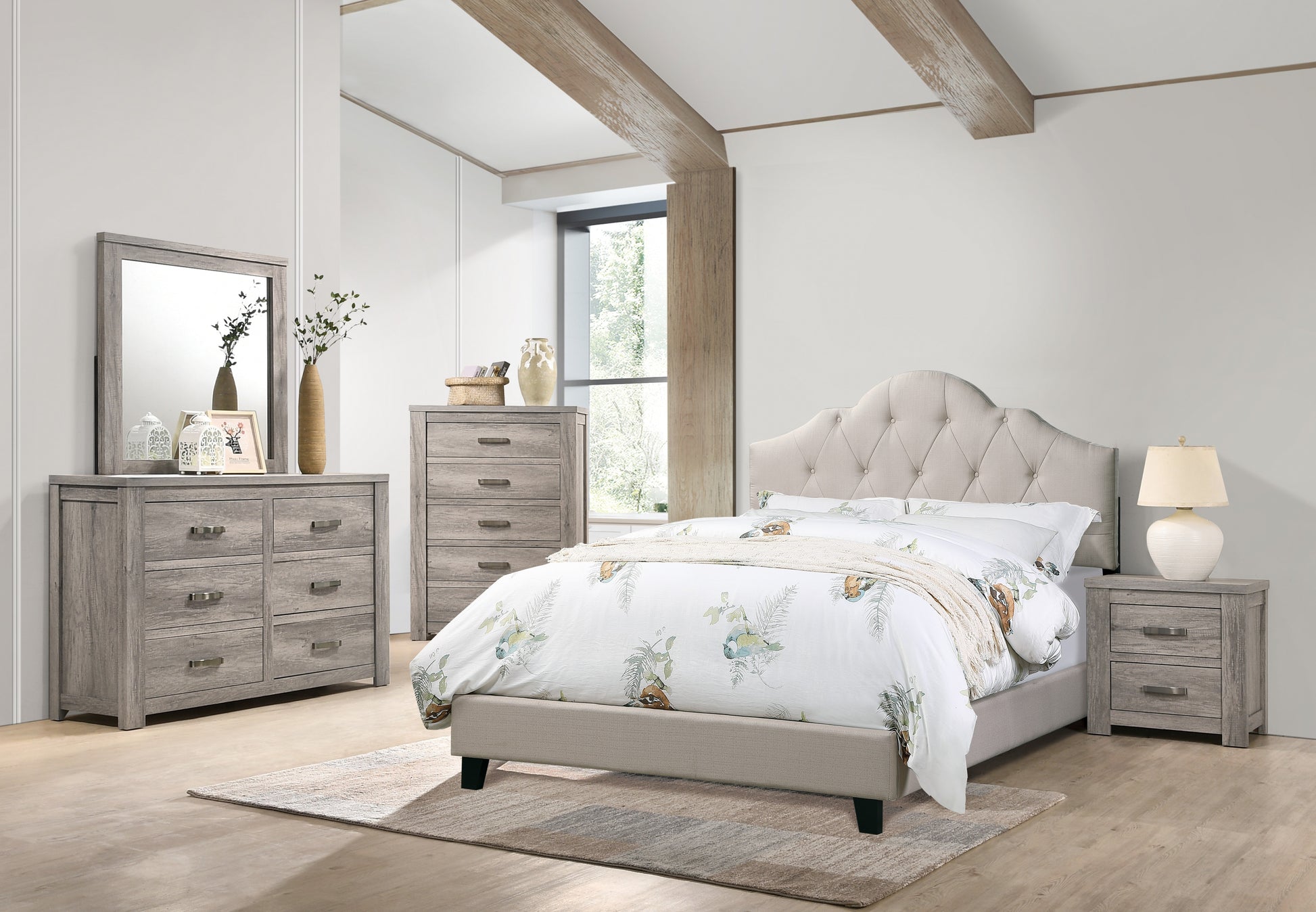 Contemporary 1Pc Full Size Bed Adjustable Hb Light Brown Polyfiber Tufted Upholstered Wooden Bedframe Bedroom Furniture Box Spring Not Required Full Light Brown Espresso Wood Bedroom