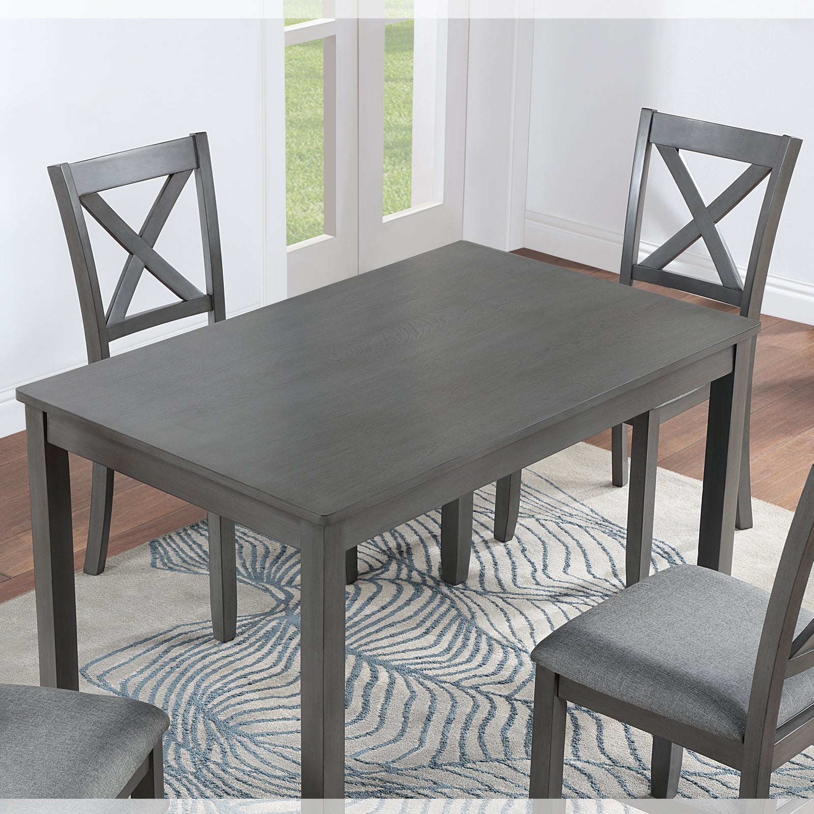 Wooden Dining Rectangular Table, Kitchen Table For Small Space, 4 Person Dining Table, Grayonly The Table Wood Gray Gray Wood Dining Room Acacia 4 Leg Rectangular Acacia Wood