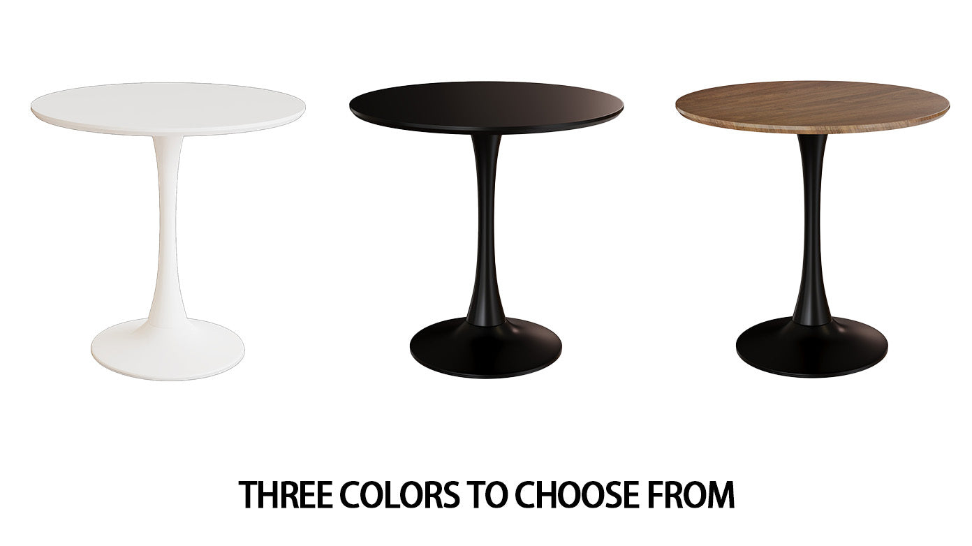 Walnut Color Round Dining Table, 31.5" Tulip Table Kitchen Dining Table 2 4 People With Mdf Table Top & Pedestal Base, Mid Century End Table Leisure Coffee Table Office Living Room Table Walnut Black Mdf