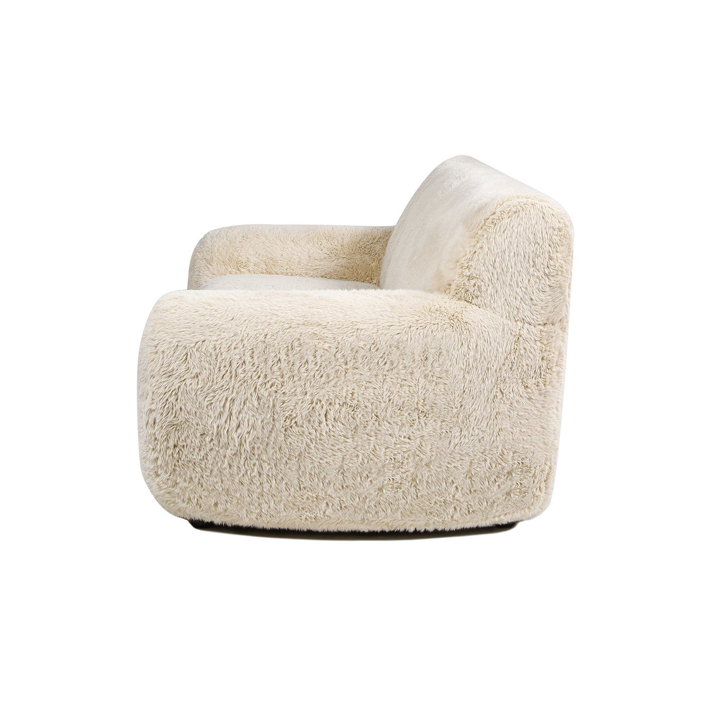 Summit 83" Faux Sheepskin Overstuffed Sofa, Cream Beige Faux Fur Cream Foam Faux Fur 3 Seat